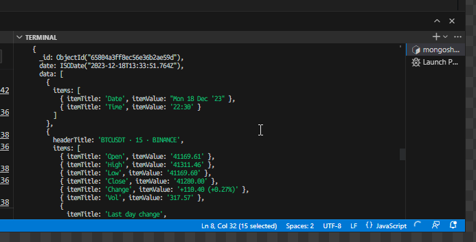 Speichern von Daten in der Datenbank - mongodb